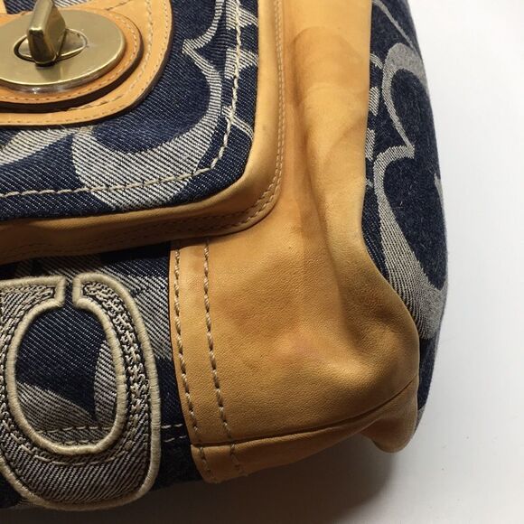 Coach Blue and Tan Tote Bag - Picture 9 of 16